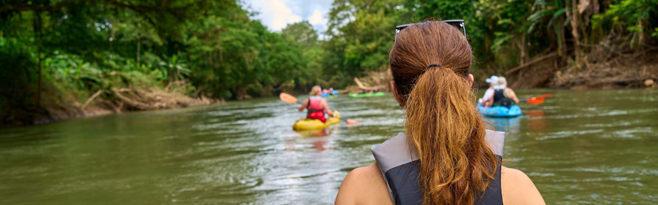 Kayaking the Río Jabillo mangrove estuary at Playa Coyote, Nicoya Peninsula, Costa Rica